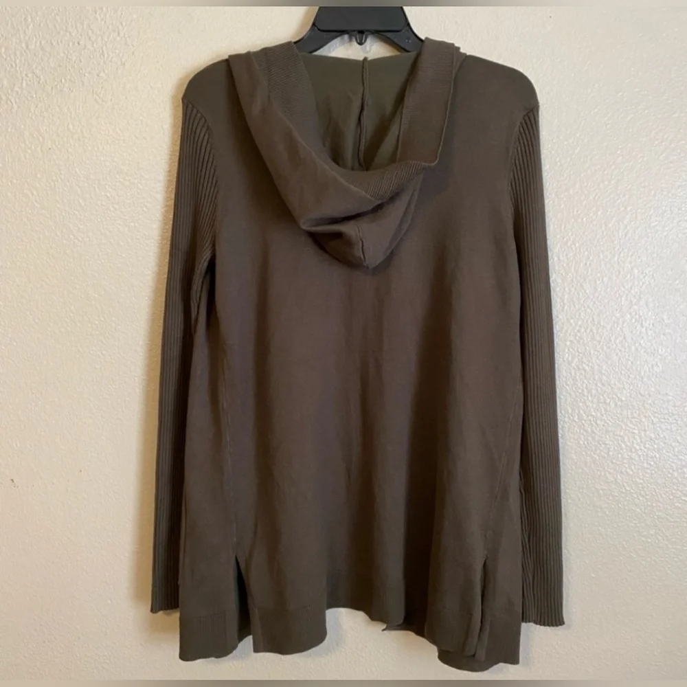 NWOT | Lety & Me | Adelie Hooded Rib Sleeve Cardigan | Medium | Olive Green - Picture 5 of 11